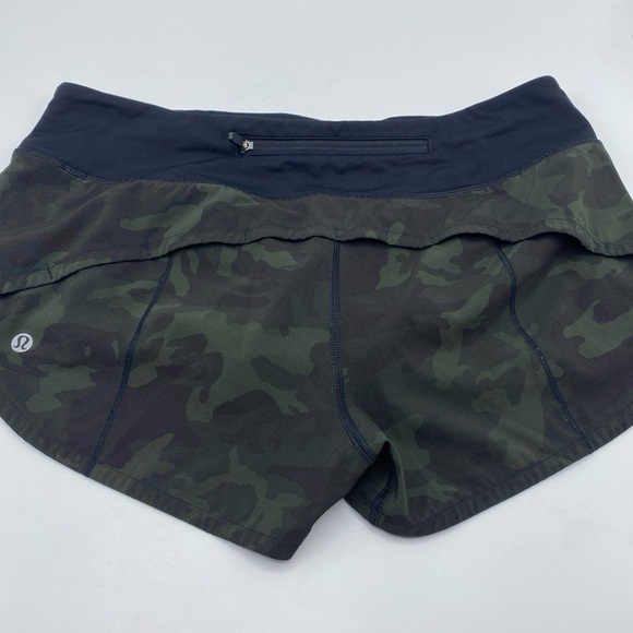 Women's Lululemon Speed Up Short Short 2" Lined Green Camo Size 6 Activewear - Picture 3 of 6